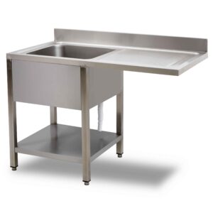 HCB Spültisch - Einzelbecken links - 120 cm - Edelstahl