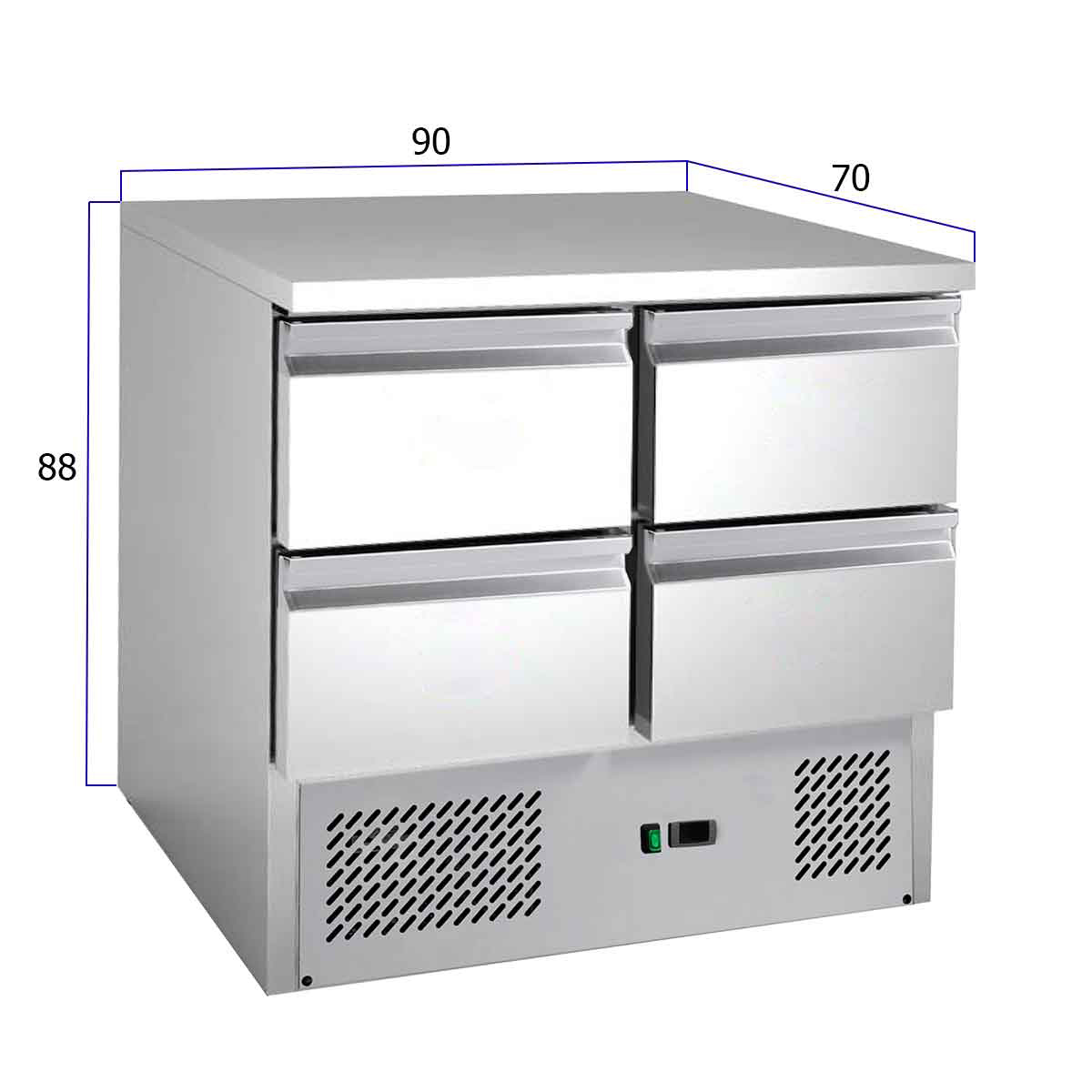 HCB Basic-line Gekühlte Werkbank - 4 Schubladen - 90 cm - 230V - Edelstahl – Bild 2