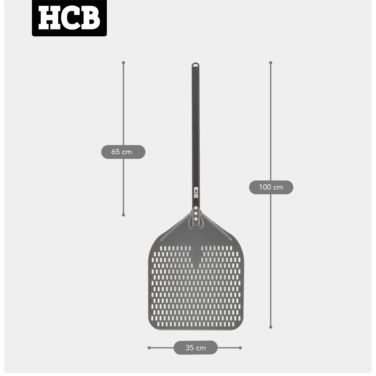 HCB Pizzaschaufel - gelochtes Blatt - 100 cm - eloxiert
