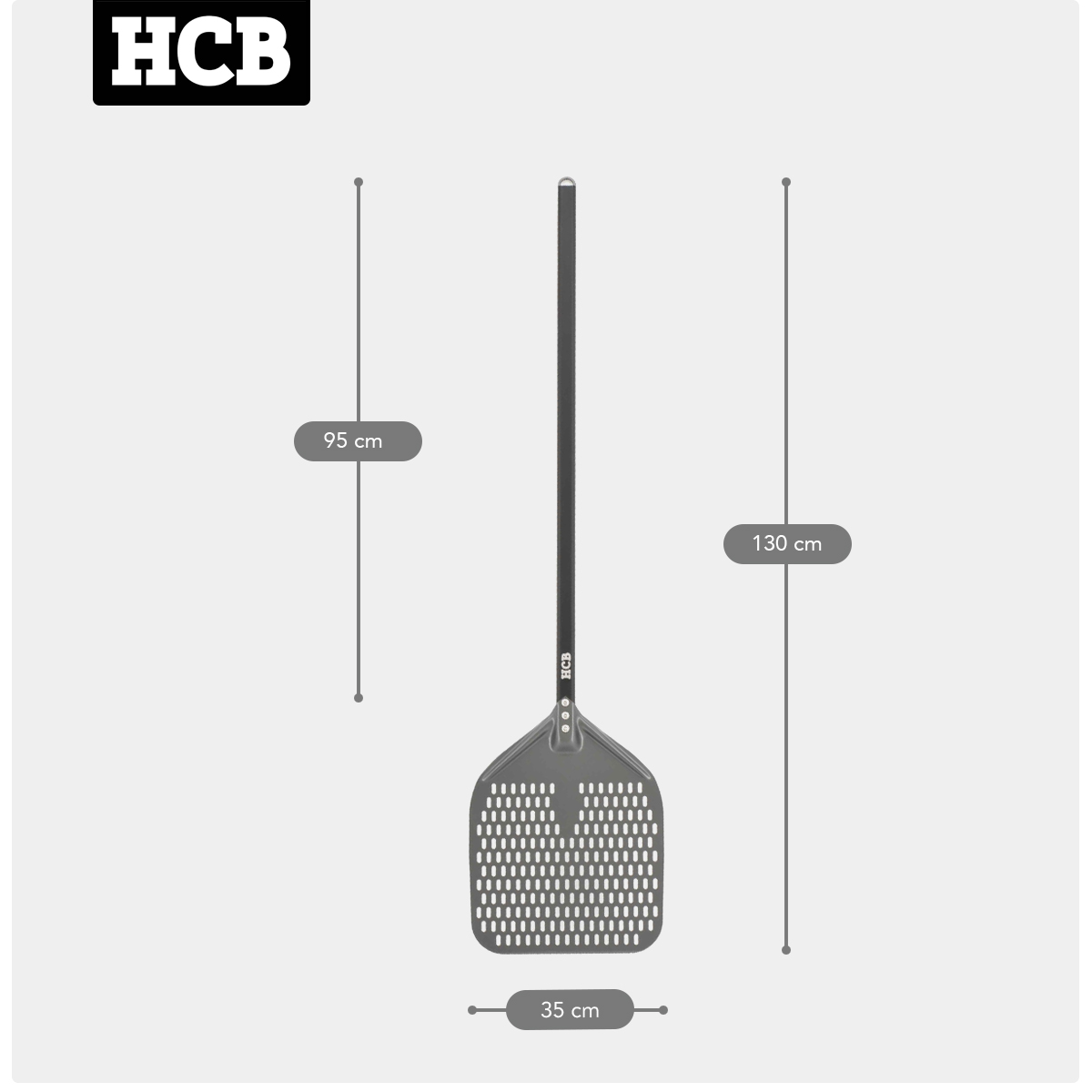 HCB Pizzaschaufel - gelochtes Blatt - 130 cm - eloxiert – Bild 6