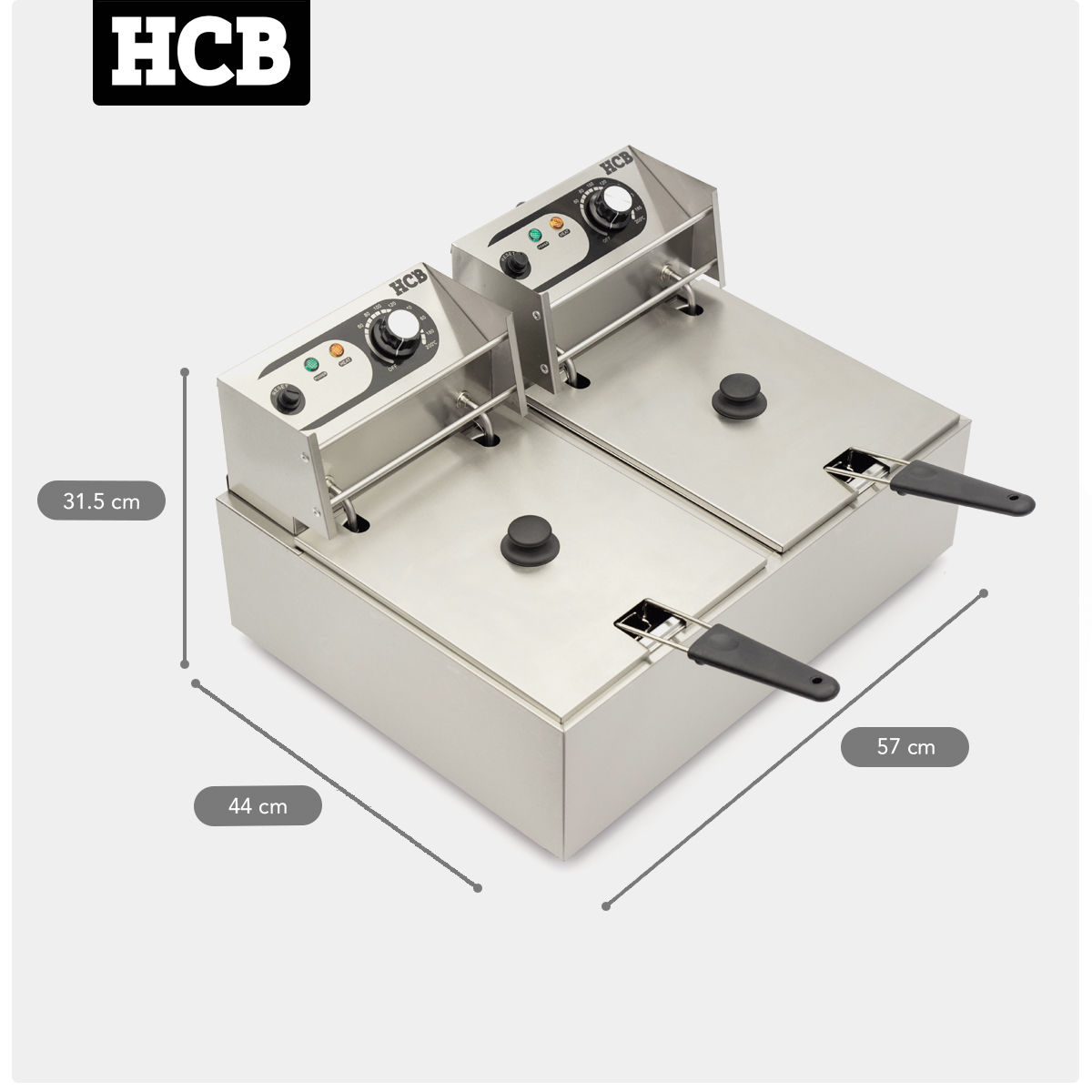 HCB Doppel-Fritteuse - 2 x 6 Liter - 2 x 230V - Edelstahl