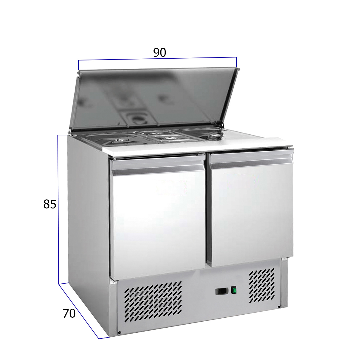 HCB Basic-line Saladette gekühlte Werkbank - 2 Türen - 90 cm - 230V - Edelstahl – Bild 2