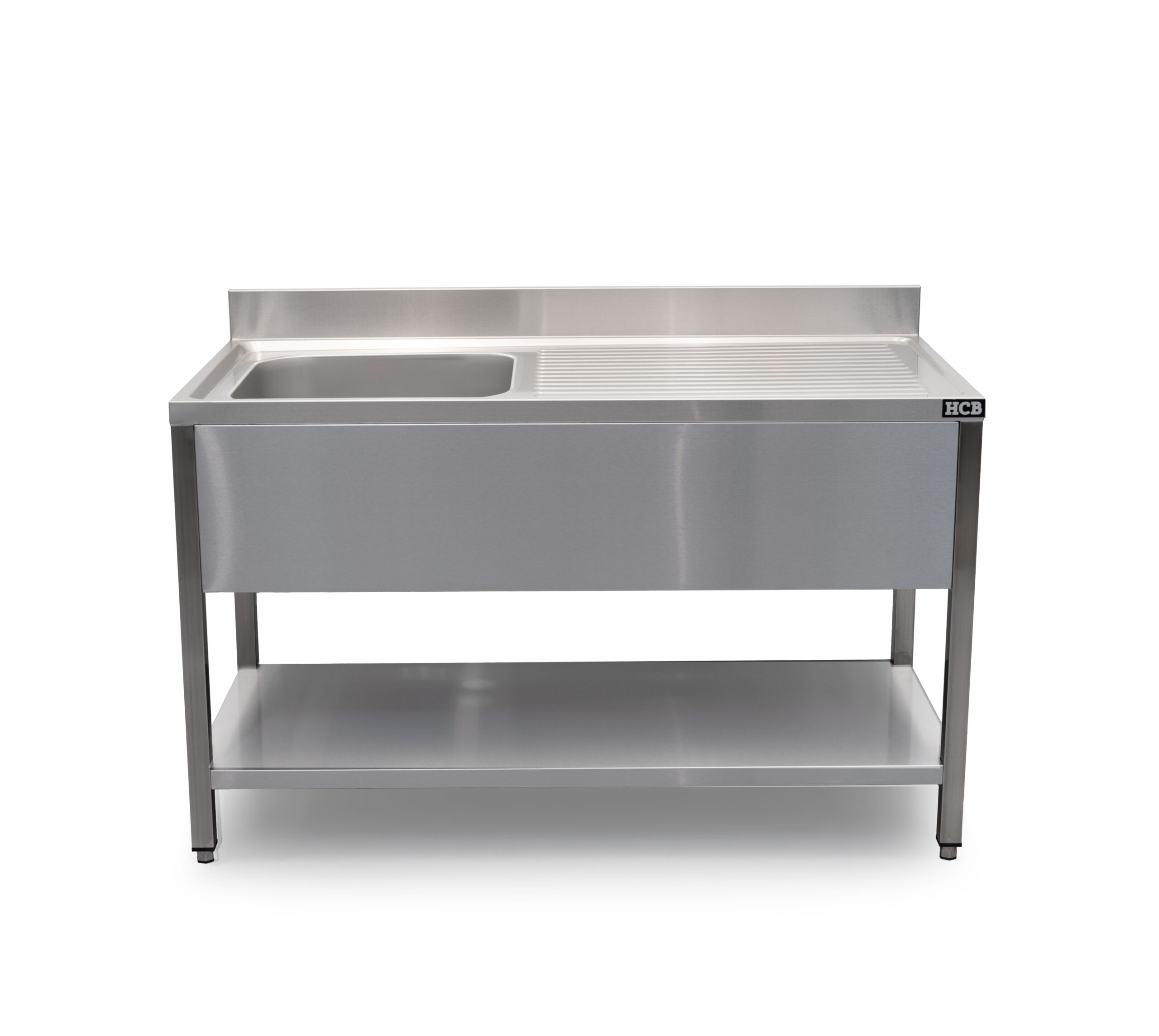 HCB Spültisch - Einzelbecken links - 140 cm - Edelstahl