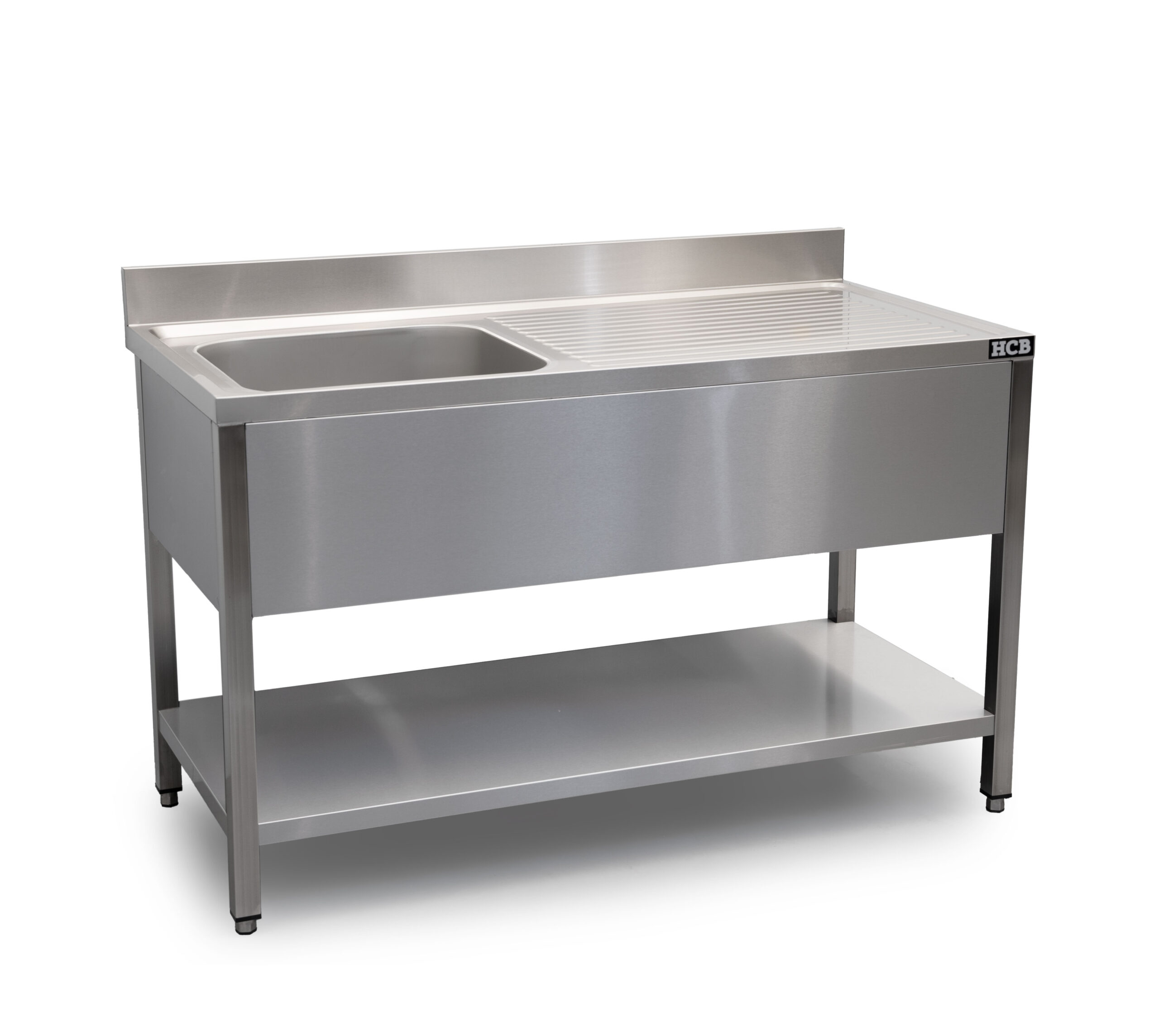 HCB Spültisch - Einzelbecken links - 140 cm - Edelstahl