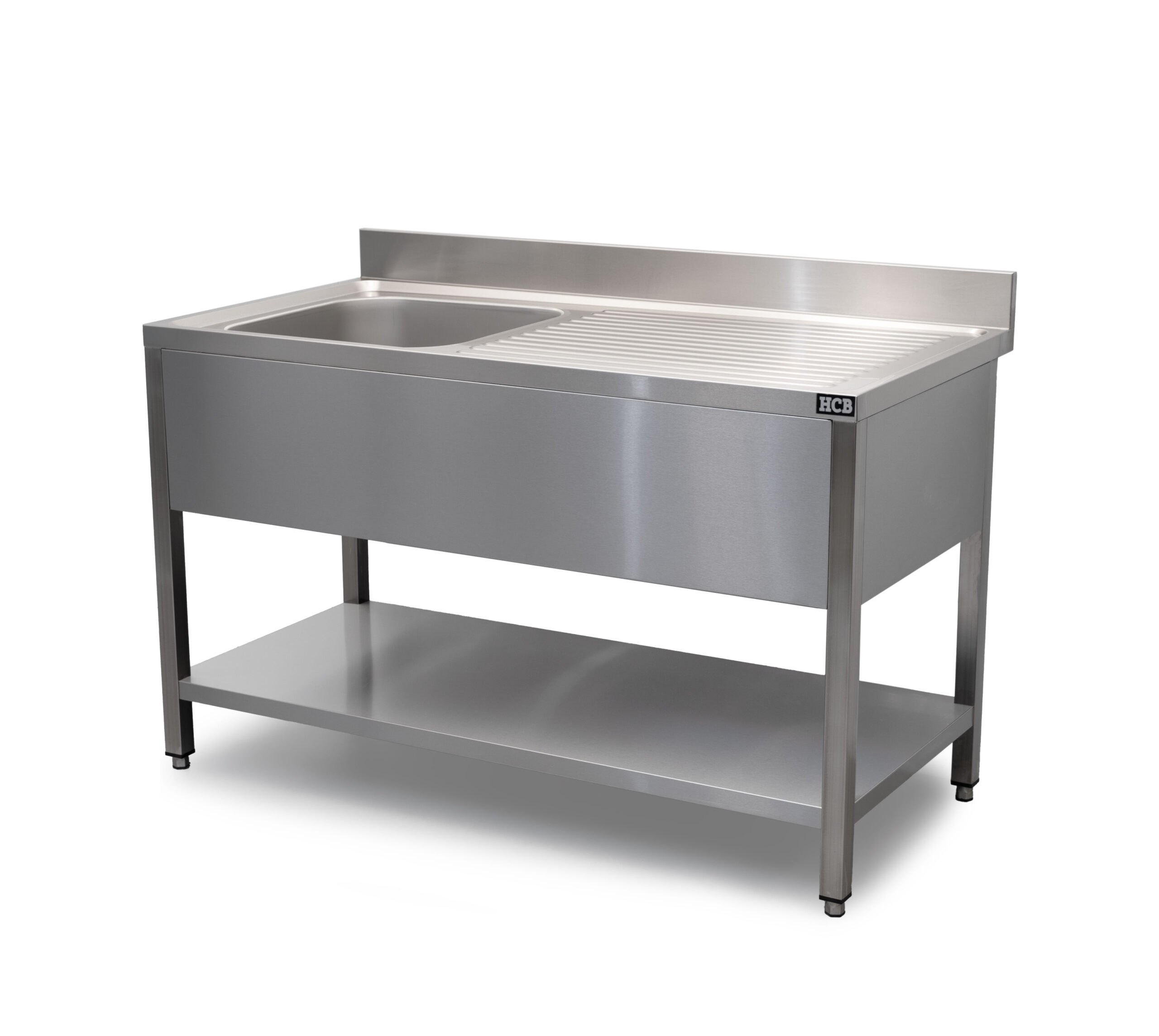 HCB Spültisch - Einzelbecken links - 140 cm - Edelstahl