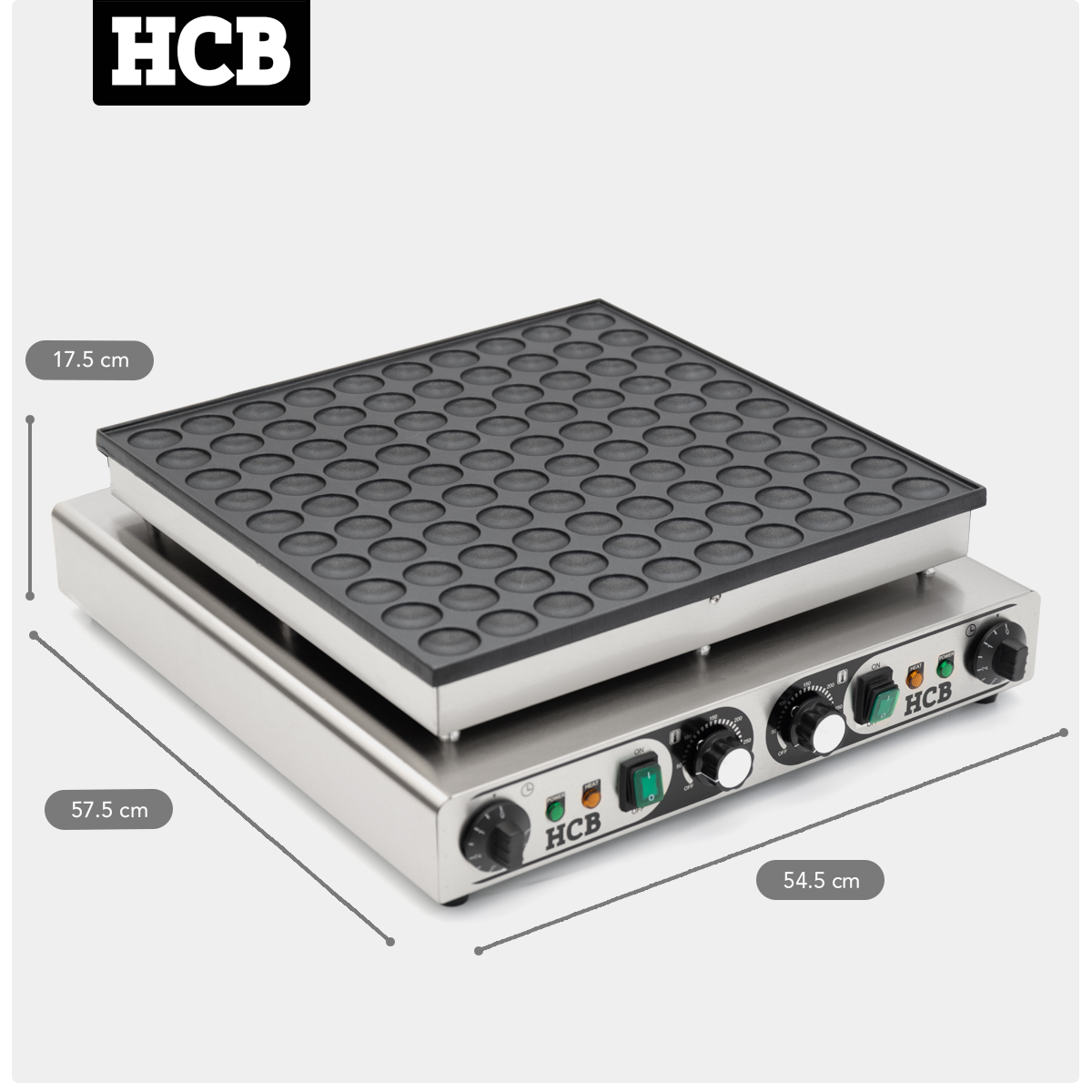 HCB Poffertjesbakplaat - 100 dops - 230V - RVS