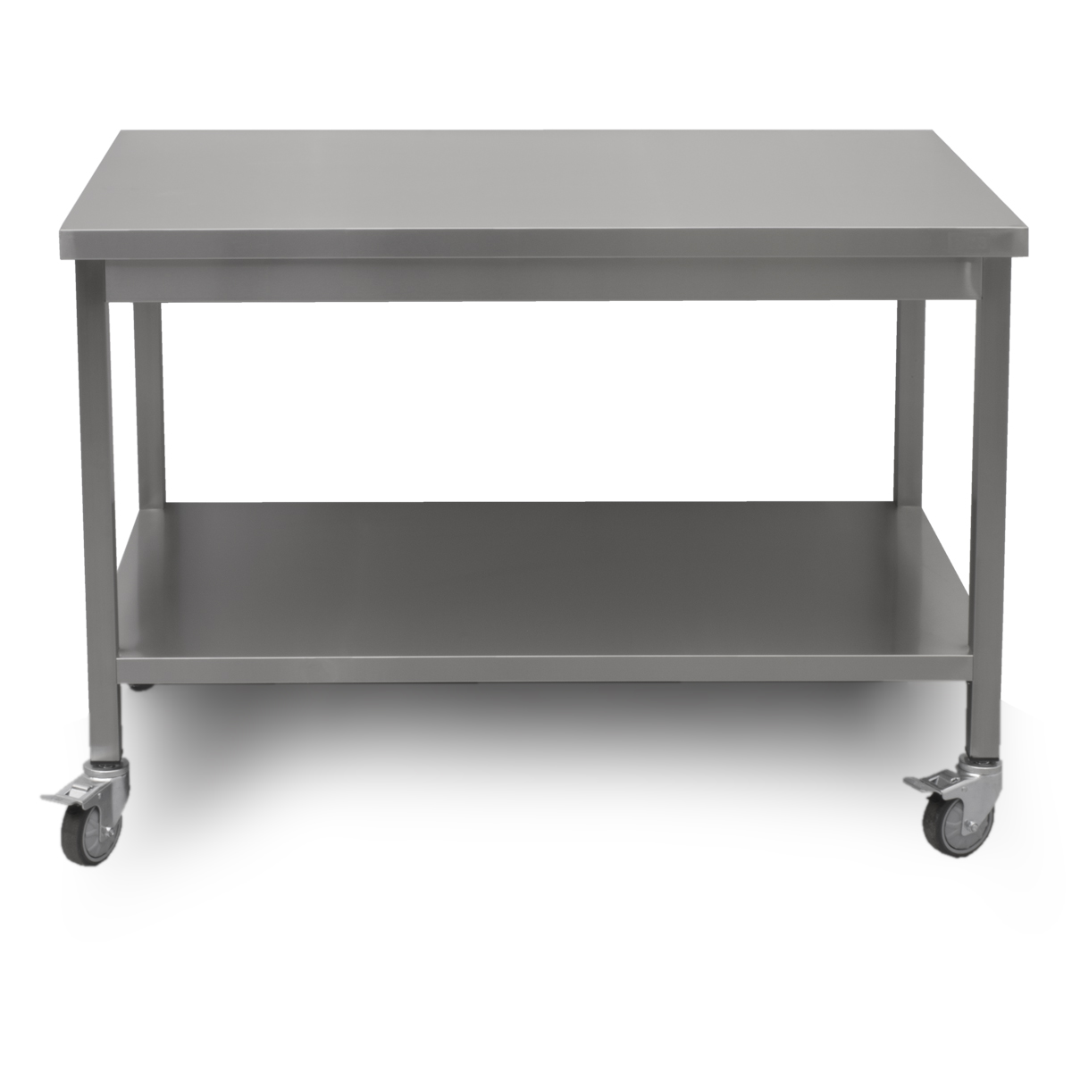 HCB Basic-line Arbeitstisch - mit Unterregal - 120 x 70 x 85 cm - mobil - Edelstahl