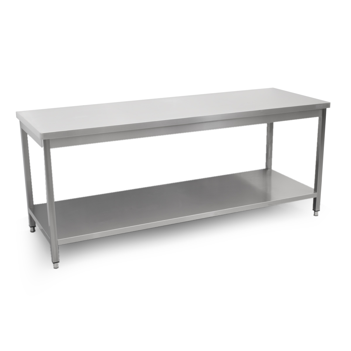 HCB Basic-line Arbeitstisch - mit Zwischenablage - 200 x 70 x 85 cm - Edelstahl