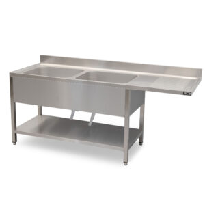 HCB Spültisch - Doppelspülen links - 200 cm - Edelstahl