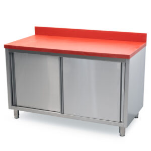 HCB Arbeitsschrank - Schneidetisch - Schiebetüren - 140 cm - Edelstahl - Polyethylen