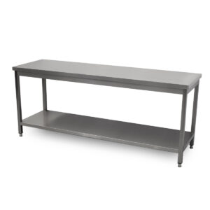 HCB Basic-line Arbeitstisch - mit Zwischenablage - 200 x 60 x 85 cm - Edelstahl