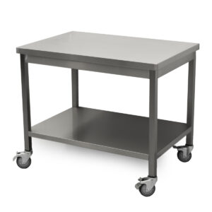 HCB Basic-line Arbeitstisch - mit Unterregal - 100 x 70 x 85 cm - mobil - Edelstahl