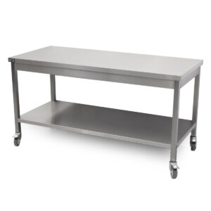 HCB Basic-line Arbeitstisch - mit Unterregal - 160 x 70 x 85 cm - mobil - Edelstahl