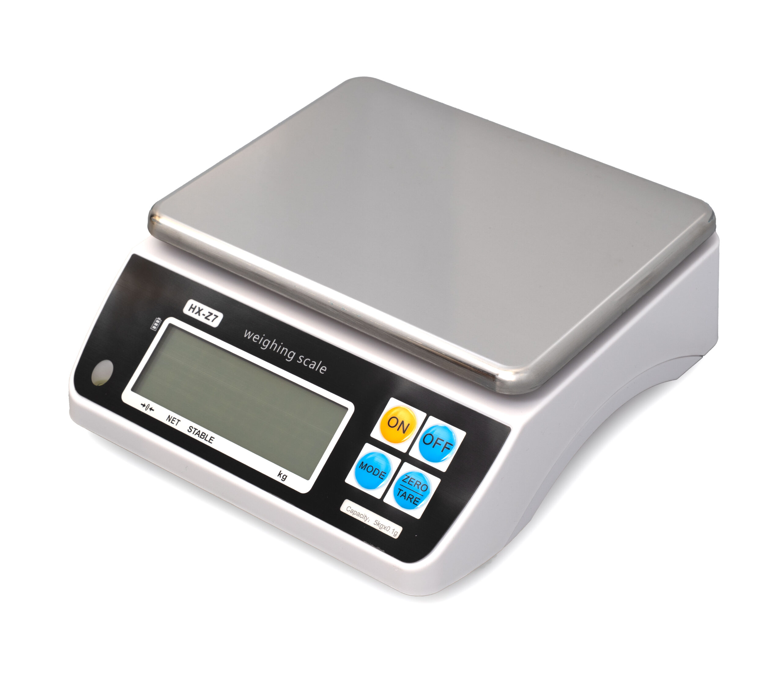 HCB Digitale Küchenwaage – max. 5 kg – Wiegefläche 23 x 18 cm – wiederaufladbar