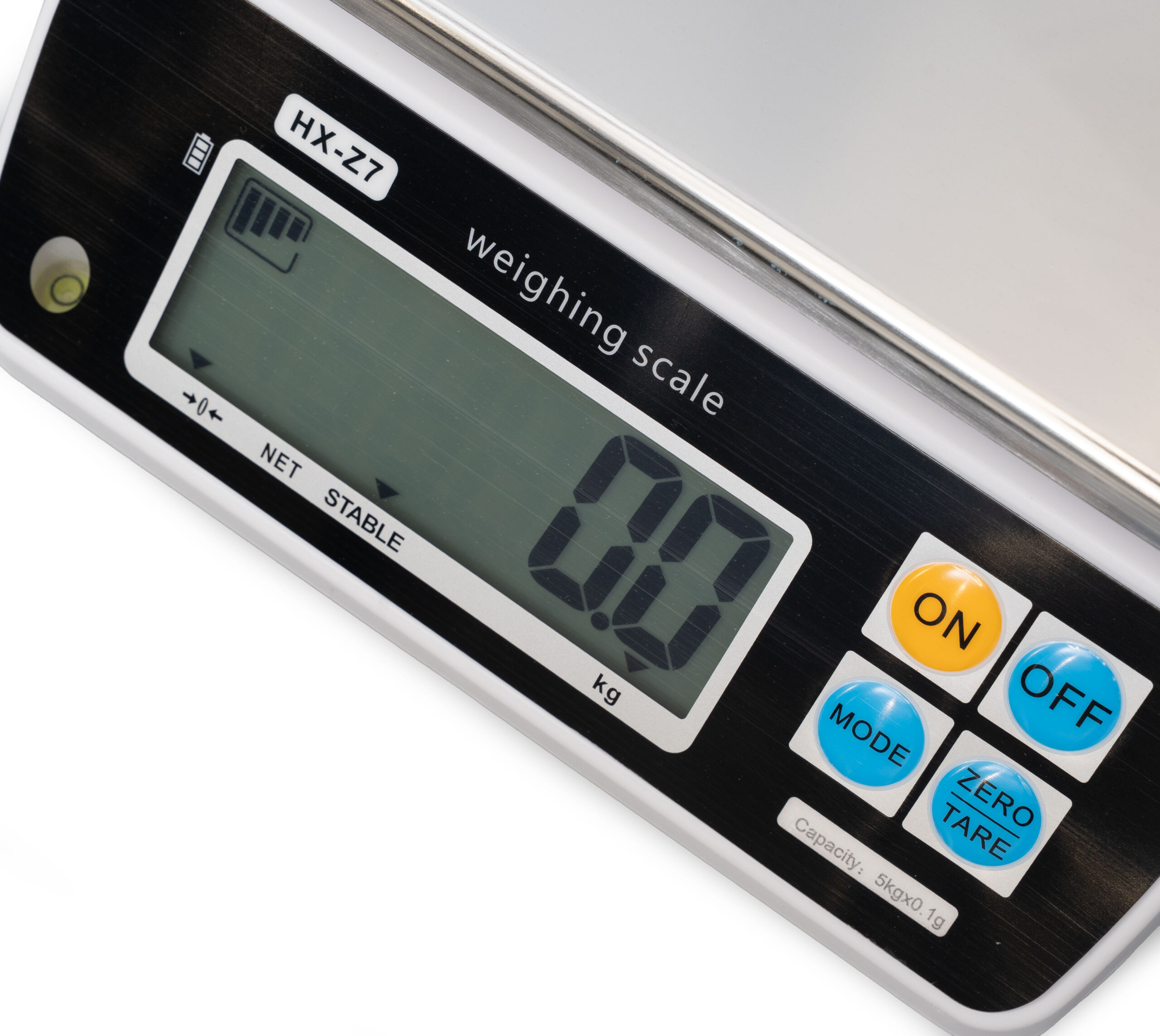 HCB Digitale Küchenwaage – max. 5 kg – Wiegefläche 23 x 18 cm – wiederaufladbar