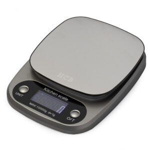 HCB Digitale Küchenwaage – max. 10 kg – Wiegefläche 15 x 15 cm – Batteriebetrieb