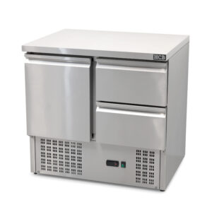 HCB Basic-line Gekühlte Werkbank - 2 Schubladen - 1 Tür - 90 cm - 230V - Edelstahl
