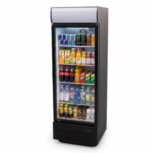 HCB-Kühlschrank mit Glastür und Leuchtkasten – 289 Liter – schwarz – 230 V