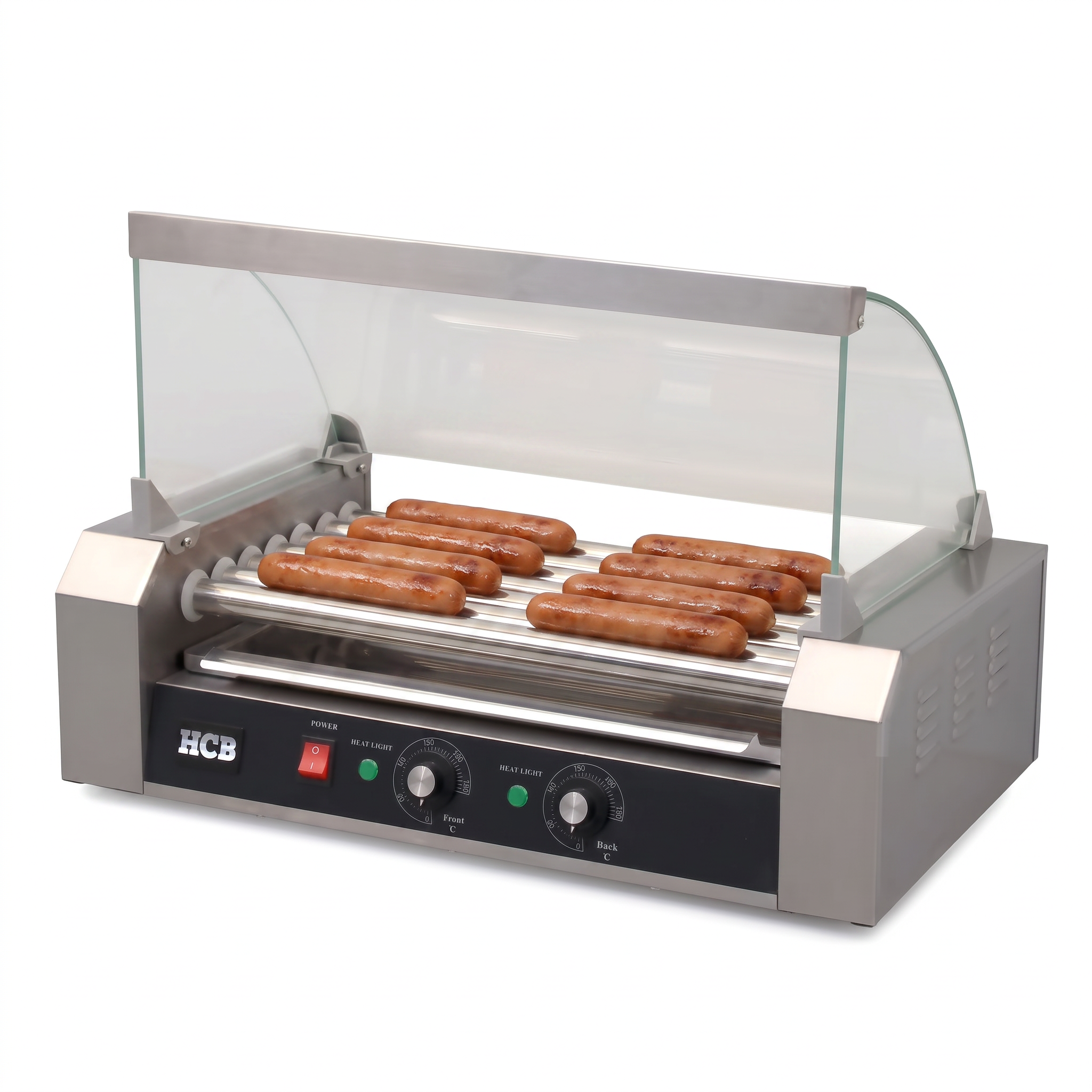 HCB Wurstgrill – Hotdog-Roller – 7 Rollen – Edelstahl – 230 V