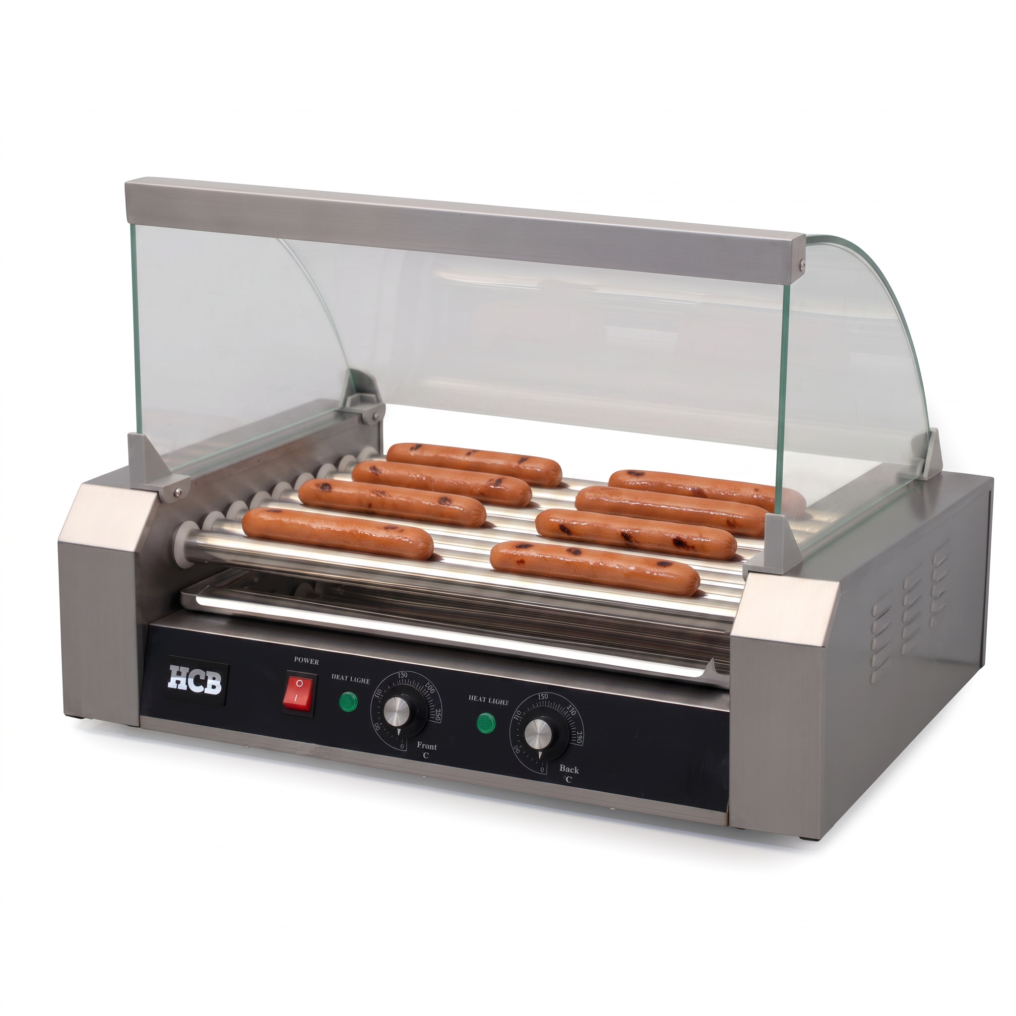 HCB Wurstgrill – Hotdog-Roller – 9 Rollen – Edelstahl – 230 V