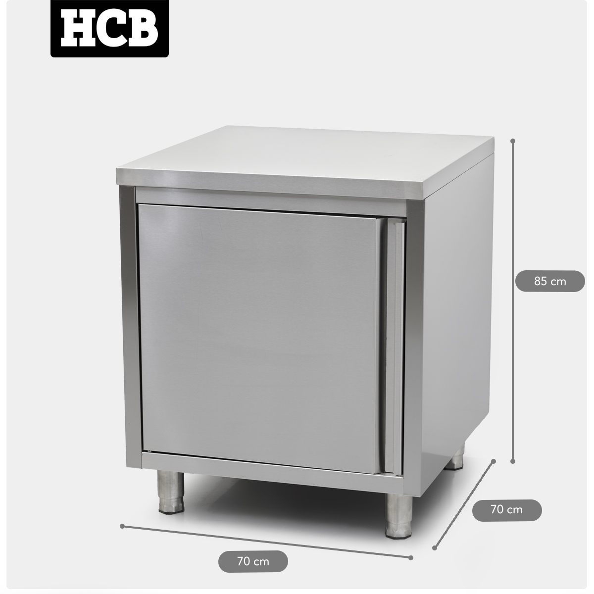 HCB Arbeitsschrank - Flügeltür - 70 cm - Edelstahl