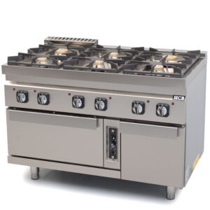 HCB-Gasherd mit Backofen – 70S – 6 Kochstellen – 50,5 kW – Erdgas – Edelstahl