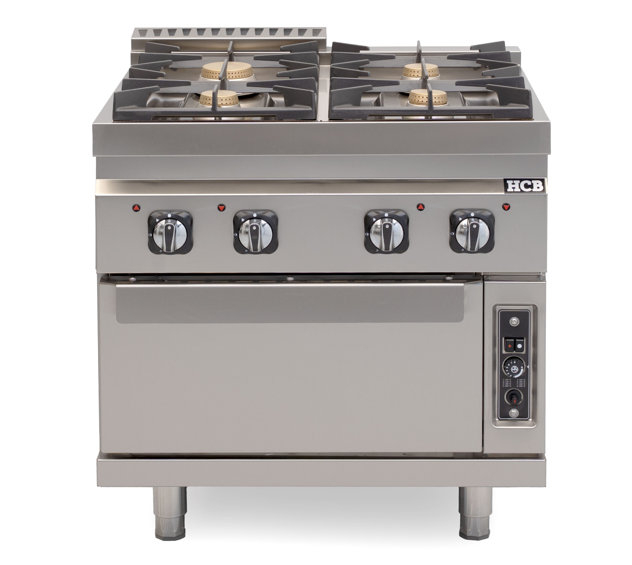 HCB-Gasherd mit Backofen – 70S – 4 Kochstellen – 35 kW – Erdgas – Edelstahl