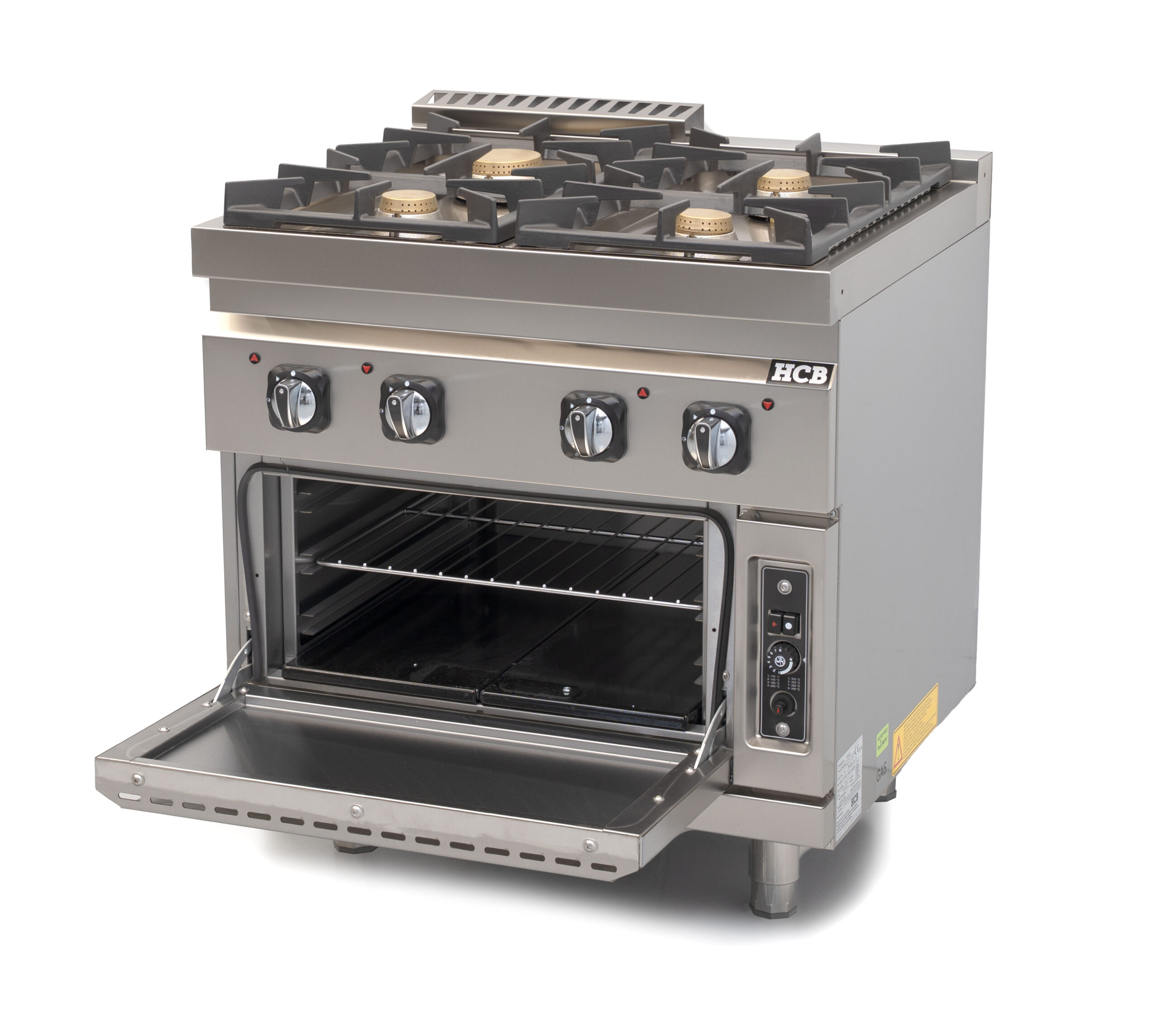 HCB-Gasherd mit Backofen – 70S – 4 Kochstellen – 35 kW – Erdgas – Edelstahl